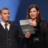 Václav Špéra - HZS ČR a Ilona Csáková - zpěvačka a patronka - vyhlášení výsledků ankety Dobrovolní hasiči roku 2014