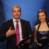 moderátoři Petr Rychlý a Jana Musilová - vyhlášení výsledků ankety Dobrovolní hasiči roku 2014